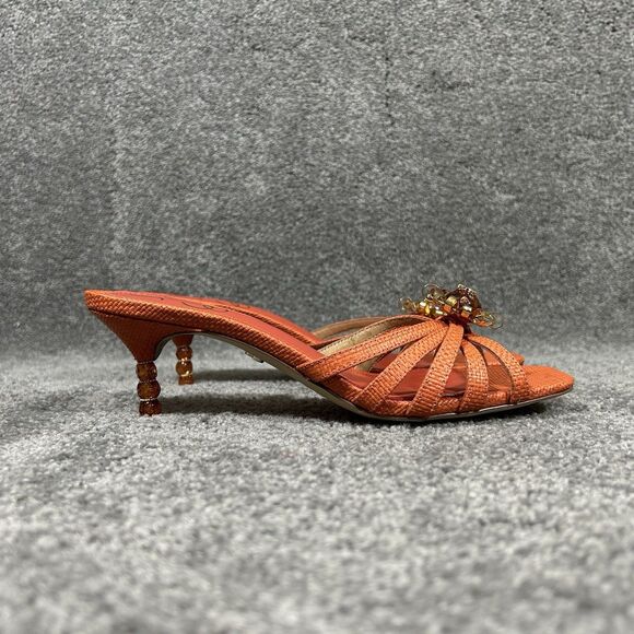 Sam Edelman Posey Women’s Size 7.5 M Orange Weave Slip On Heals New In Box - Picture 2 of 13